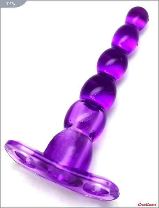 Фиолетовый анальный конус из 5 шариков - 16 см. Eroticon