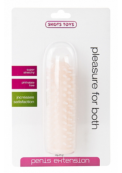 Телесная насадка на пенис с шипами по всей длине - 13 см. - силикон