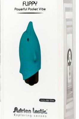 Голубой вибростимулятор-дельфин Lastic Pocket Dolphin - 7,5 см. - силикон