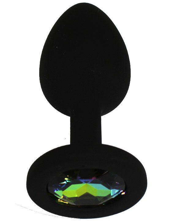 Черная анальная пробка с радужным кристаллом - 7,3 см. - фото 5