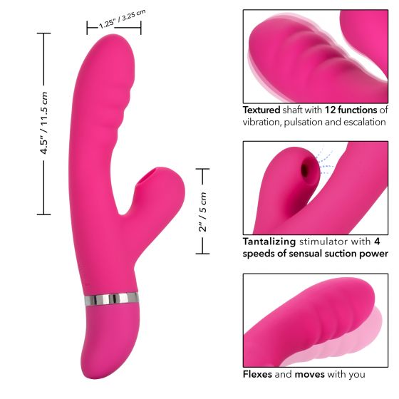 Розовый вибратор-кролик Foreplay Frenzy Pucker с функцией вакуума от Intimcat