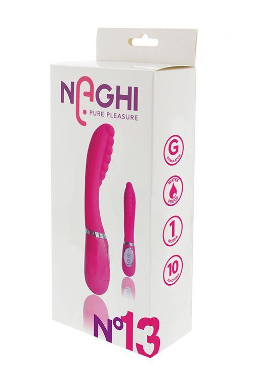 Розовый вибратор для G-стимуляции NAGHI NO.13 - 20 см. - силикон