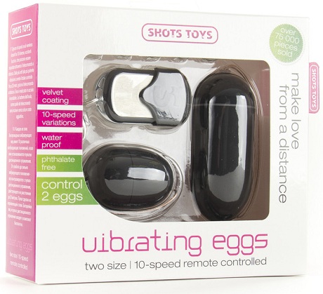 Чёрные виброяйца Vibrating egg Two-pack с пультом ДУ - пластик
