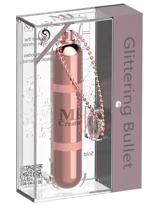 Розовый мини-вибратор на цепочке Glittering Bullet - 9 см. ML Creation