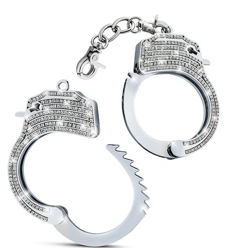 Серебристые наручники со стразами Bling Cuffs - фото 5