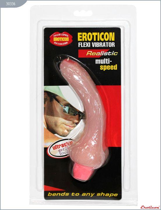 Гнущийся вибратор-реалистик - 18,8 см. Eroticon