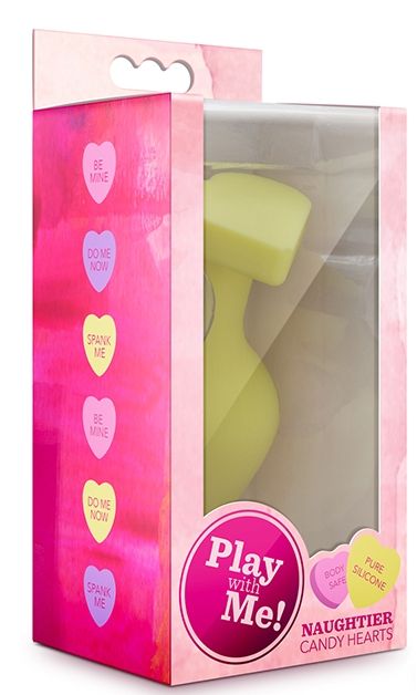 Желтая анальная пробка с основанием-сердечком Naughtier Candy Heart Fill Me Up - 8,9 см. Blush Novelties