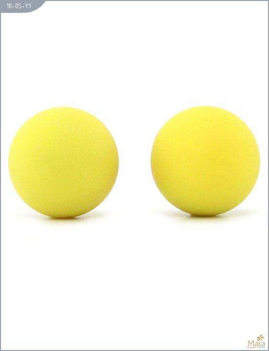 Металлические вагинальные шарики с жёлтым силиконовым покрытием от Intimcat