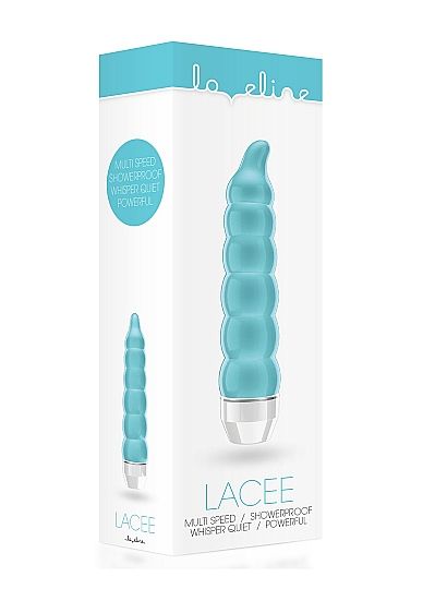 Бирюзовый фигурный вибратор Lacee с тонким кончиком - 15,5 см. от Intimcat