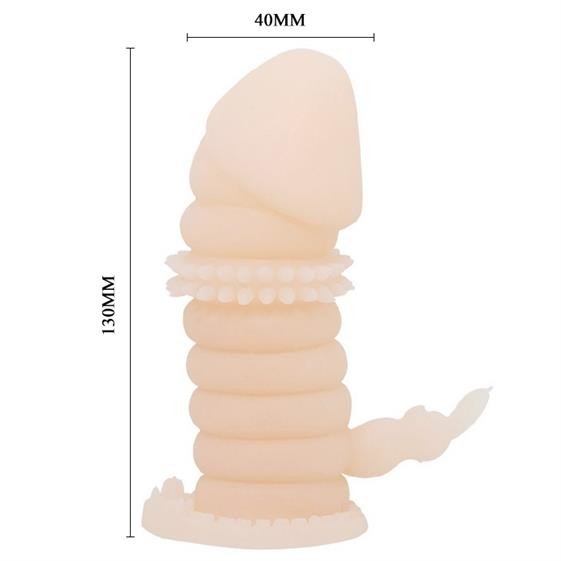 Телесная насадка на пенис со стимулятором клитора - 13 см. от Intimcat