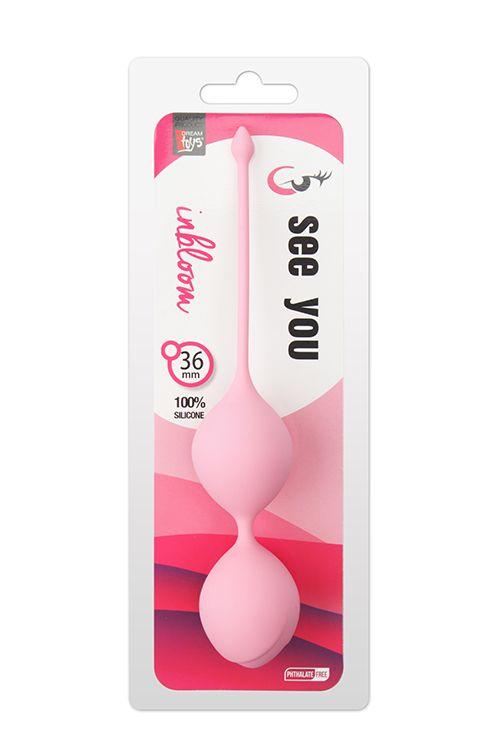 Розовые вагинальные шарики SEE YOU IN BLOOM DUO BALLS 36MM - силикон