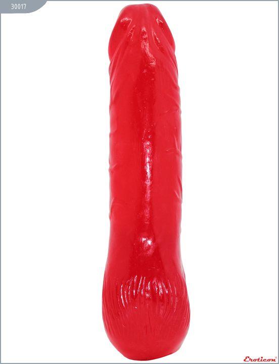 Красный гелевый фаллоимитатор с утолщением - 20,6 см. Eroticon