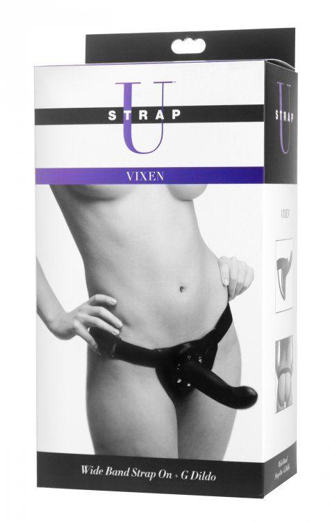 Чёрный полый страпон Vixen G-Spot Hollow Strap On Harness - 17,8 см. от Intimcat