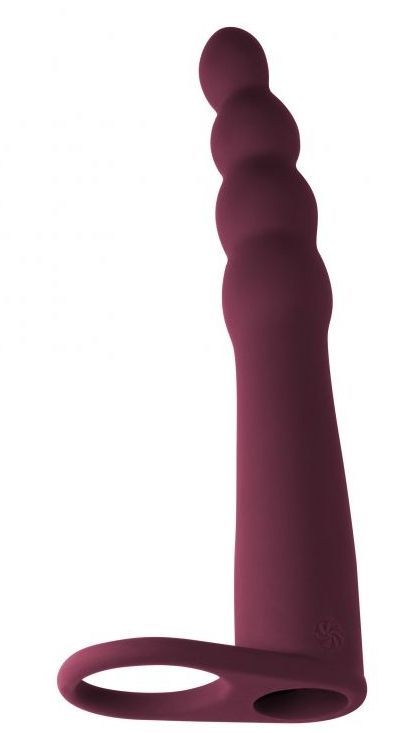 Бордовая вибронасадка для двойного проникновения Bramble - 16,5 см. от Intimcat