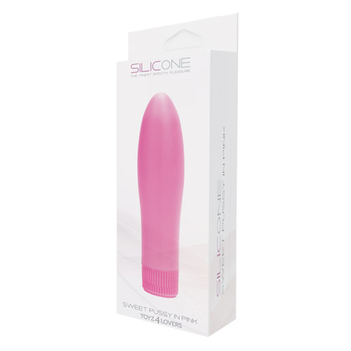 Розовый вибратор SWEET PUSSY IN SILICONE - 13,5 см. - силикон