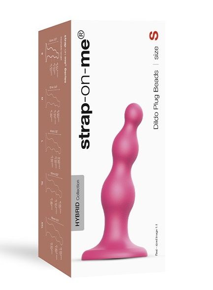 Розовая насадка Strap-On-Me Dildo Plug Beads size S - силикон