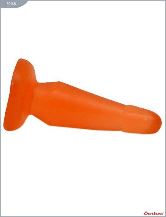 Оранжевая изогнутая анальная пробка из геля - 13 см. - гель
