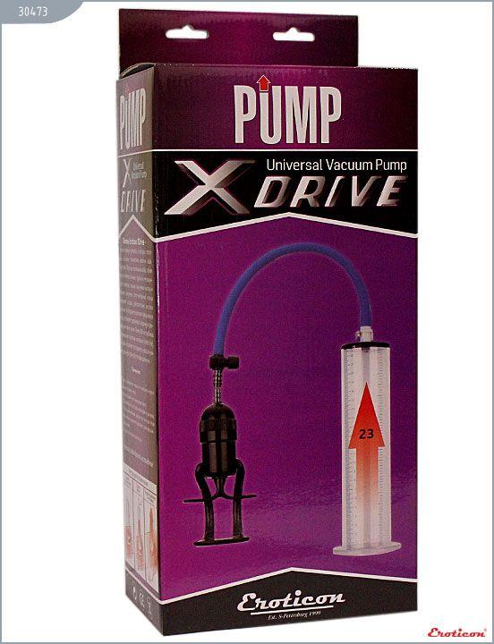 Мужская вакуумная помпа Eroticon PUMP X-Drive с обратным клапаном - анодированный пластик (ABS)