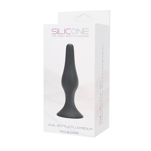 Чёрная анальная пробка из силикона среднего размера ANAL BOTTLE PLUG SILICONE MEDIUM - 11,5 см. - силикон