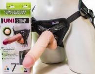 Страпон-унисекс с двумя насадками UNI strap 7  Harness - 19 и 12 см.