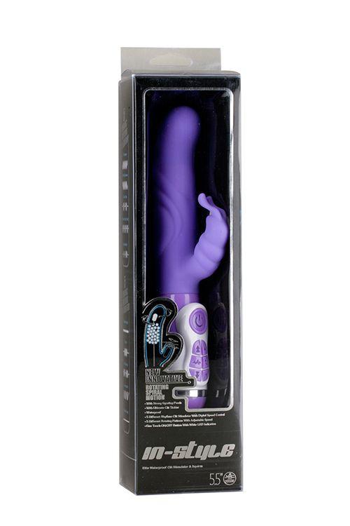 Фиолетовый вибратор с клиторальной стимуляцией INSTYLE DUO VIBRATOR 5.5INCH - 14 см. - силикон