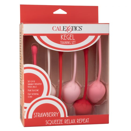 Набор из 6 вагинальных шариков-клубничек Kegel Training Set Strawberry - силикон