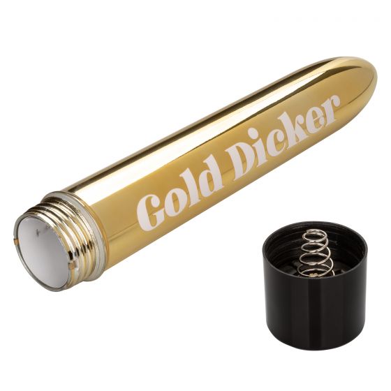 Золотистый классический вибратор Naughty Bits Gold Dicker Personal Vibrator - 19 см. - фото 6