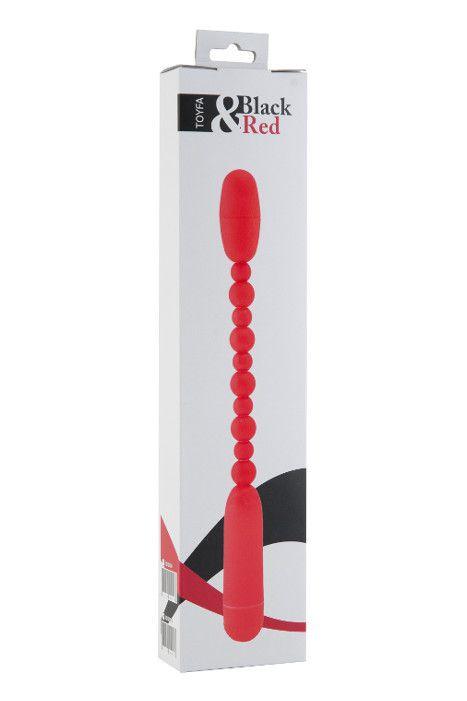 Красный анальный вибратор-палочка - 19 см. - анодированный пластик (ABS)