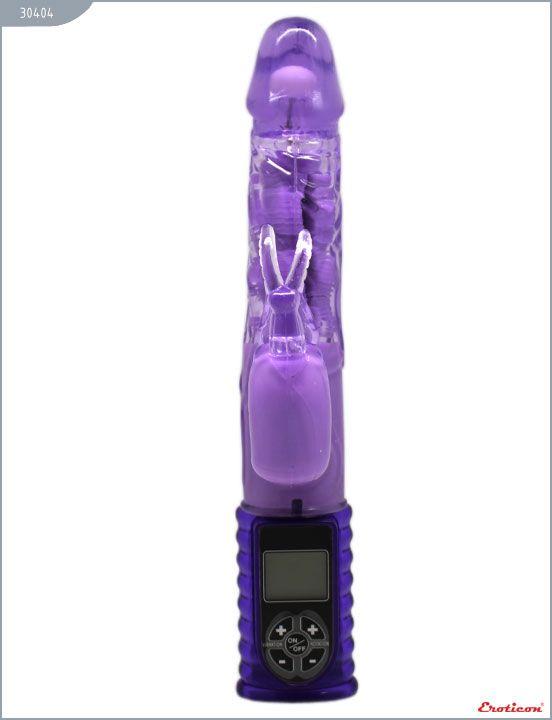 Фиолетовый виброкомпьютер с ЖК-экраном и 9 режимами вибрации - 25 см. - Термопластичная резина (TPR)