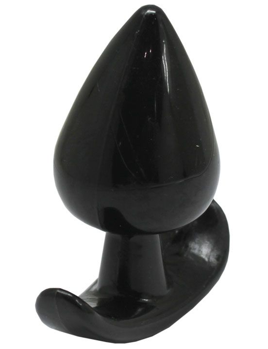 Черная коническая анальная пробка с ограничителем - 8,5 см. - силикон