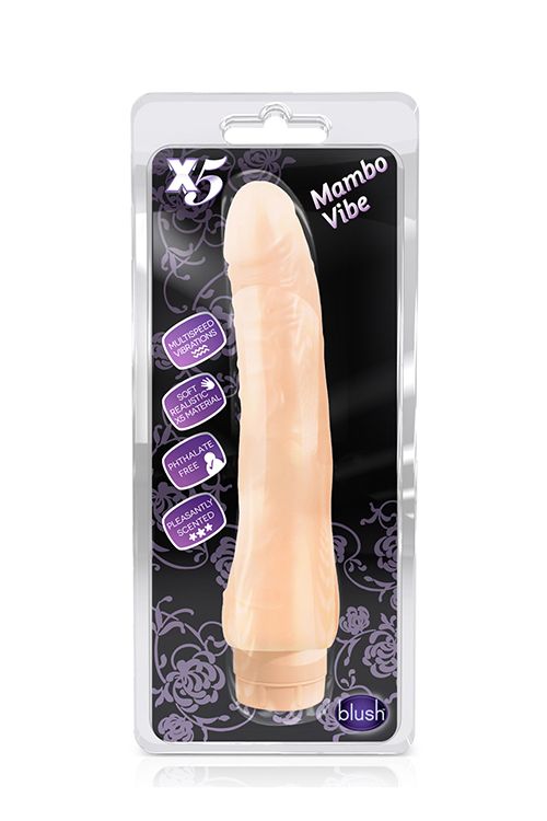 Реалистичный вибратор X5 MAMBO VIBE NATURAL - 22,8 см. - термопластичная резина (TPR)