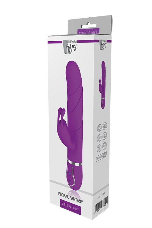 Фиолетовый вибратор-кролик FLORAL FANTASY с ушками - 22 см. Dream Toys