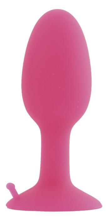 Розовая анальная втулка POPO Pleasure со стальным шариком внутри - 7 см. - силикон