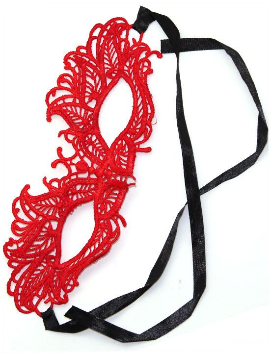 Кружевная красная маска  Верона - текстиль
