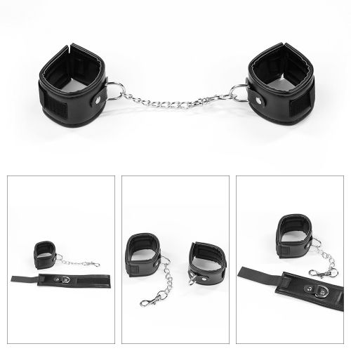 БДСМ-набор Deluxe Bondage Kit: наручники, плеть, кляп-шар - искусственная кожа