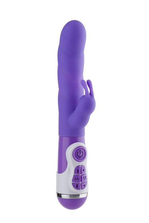 Фиолетовый вибратор с клиторальным стимулятором INSTYLE DUO VIBRATOR 5.5INCH - 14 см.