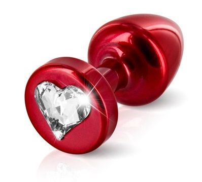 Красная анальная пробка с кристаллом-сердцем Anni R Heart Red T1 - 6 см. - металл