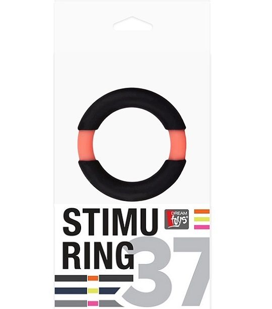 Черно-оранжевое эрекционное кольцо на пенис Neon Stimu - силикон