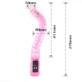 Розовый гнущийся анальный вибратор с усиками - 27,6 см. Baile