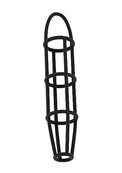 Чёрная насадка-клетка на пенис Cockcage with ball strap №30