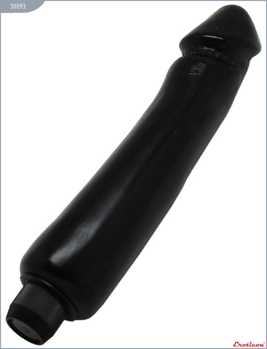 Чёрный гладкий вибратор-реалистик - 24 см. - термопластичная резина (TPR)