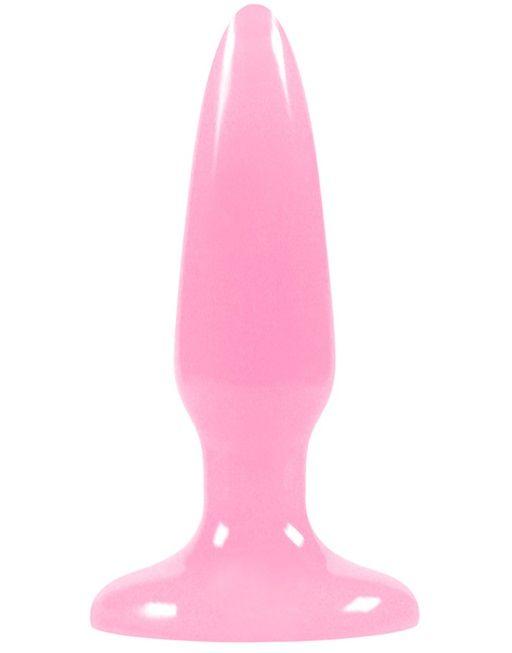 Розовая, светящаяся в темноте анальная пробка Firefly Pleasure Plug Mini Pink - 8,1 см. - термопластичный эластомер (TPE)
