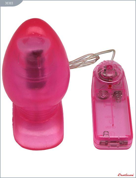 Розовая вибропробка с выносным пультом - 11 см. Eroticon