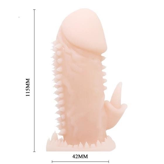 Телесная насадка на пенис со стимулятором клитора - 11,5 см. от Intimcat