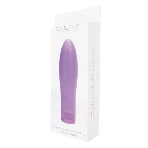 Фиолетовый вибратор SWEET PUSSY IN SILICONE - 13,5 см. - силикон