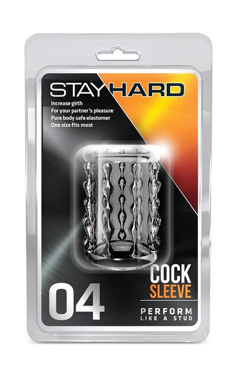 Прозрачная насадка с бороздками STAY HARD COCK SLEEVE 04 CLEAR - силикон