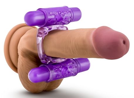 Фиолетовое эрекционное виброкольцо Double Play Blush Novelties