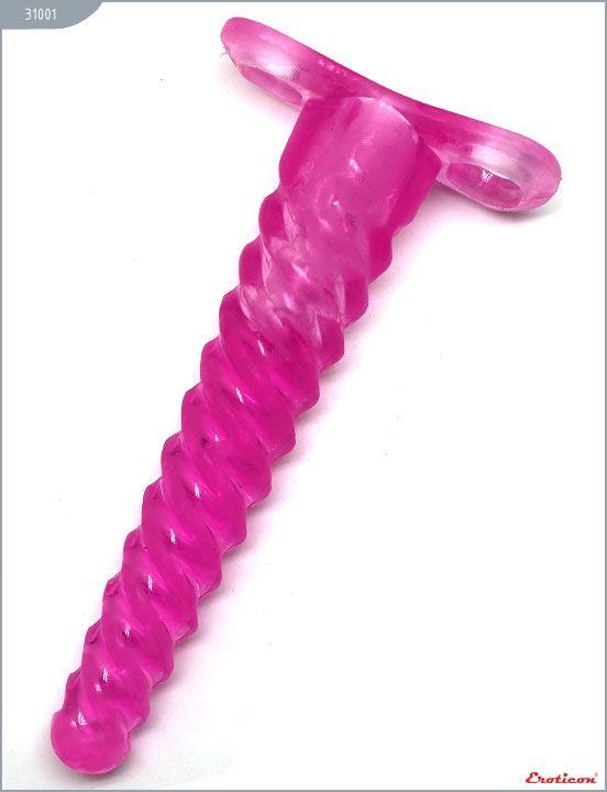 Розовый спиралевидный анальный конус с вибратором - 16 см. от Intimcat