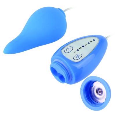Голубой вибростимулятор с выносным пультом Penguin Teaser - силикон