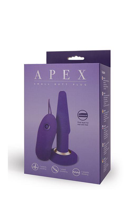 Фиолетовая анальная вибропробка APEX BUTT PLUG SMALL PURPLE - 14 см. - силикон